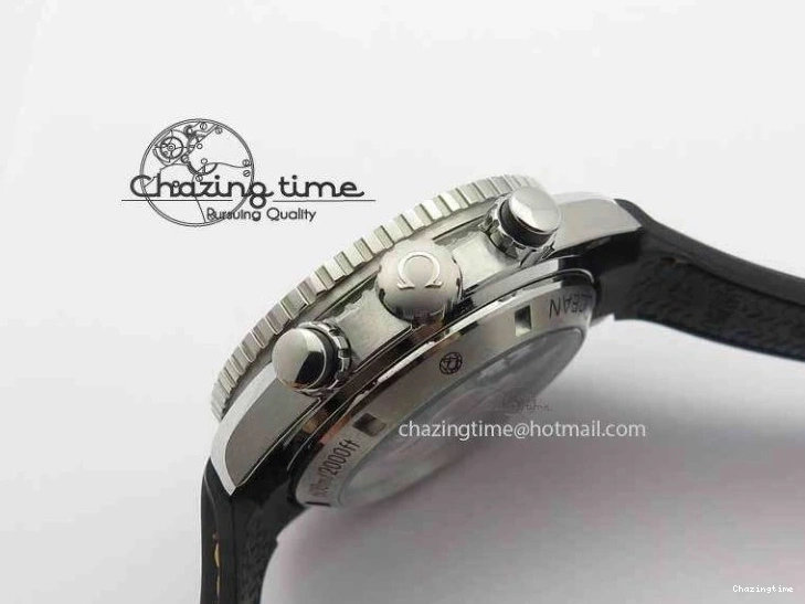 0115 Planet Ocean Master Chrono 45mm SS OM 1:1 Best Edition Black Dial Orange 12 On Rubber Strap A Durable 8169